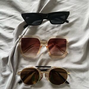 Stylish Women's Sunglasses Set - Black, Brown, Gold (new without tags)